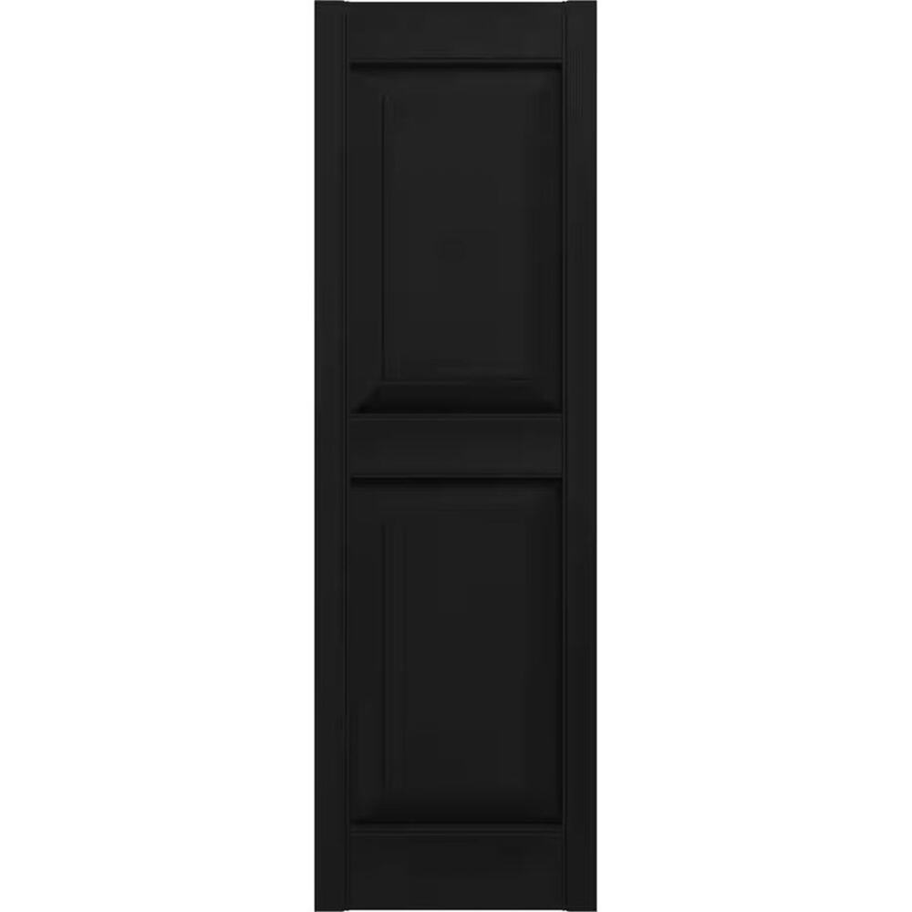 BLACK PAIR 14.75"W x 63"H Vinyl Raised Panel Exterior Home Shutters w/ Screws
